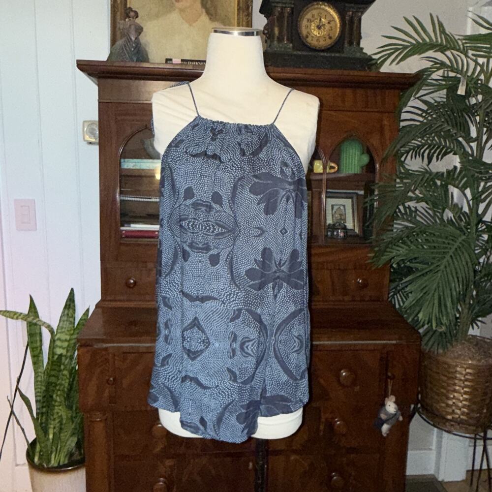 Melrose & Market Blue Graphic Abstract Print Tie Straps Tank [M] Casual
